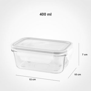 ظرف شیشه ای مستطیل 400 میلی لیتر لیمون مدل180435