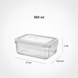 ظرف شیشه ای مستطیل دربدار 580 میلی لیتر لیمون مدل202835