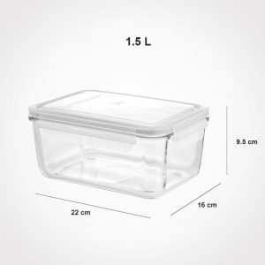 ظرف شیشه ای مستطیل دربدار 1/5 لیتر لیمون(الوان)مدل202935