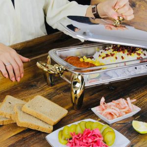 سوفله مستطیل سایز متوسط استیل طلایی