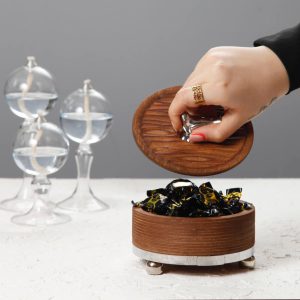 شکلات خوری چوبی گرد طرح موج سیلور برند آساگالری مدل11407-S