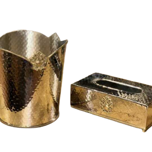 سطل و جا دستمال کاغذی برنجی گرد لبه دالبور مدل B13829 وS13829